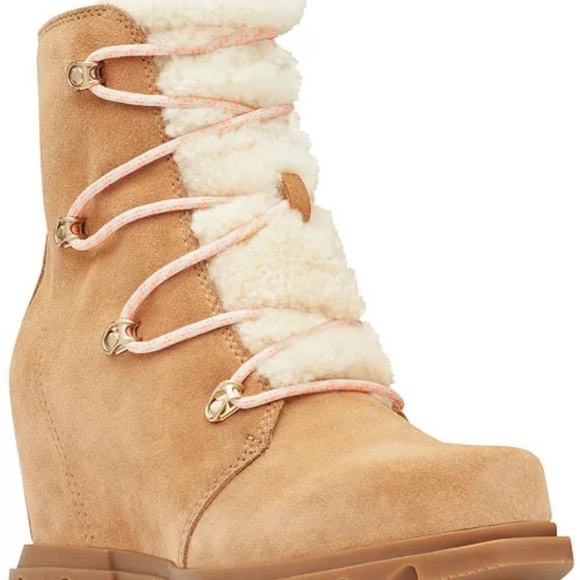 NEW sorel Joan of Arctic III Shearling Trim Waterproof Wedge leather Boot 5 36 - Picture 6 of 16